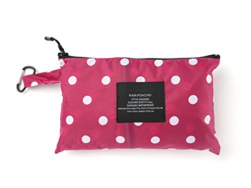 Rain Poncho Jacket Coat Hooded For Adults With Pockets (Pink Point) #TOP5