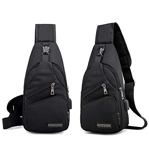 Baoblaze Moda Sling Bag Porta de Carregamento USB Anti Theft - Preto