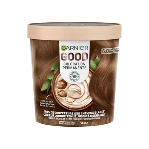 Garnier - Coloration Permanente - Sans Ammoniaque - 90% d'Ingrédients d'Origine Naturelle - Formule Vegan - Beurre de Karité - 100% Couverture Cheveux Blancs...