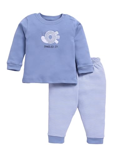 Image of Smart Baby Boy's Cotton Long Sleeve T-Shirt & Pyjama Set | Soft Interlock Fabric | Fun Animal Print | 0-18 Months
