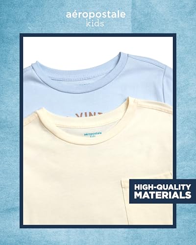 Image of AEROPOSTALE Boys Athletic Shorts Set - 3 Piece Performance Short Sleeve Graphic Boys T Shirts & Fleece Shorts (Size: 8-12)