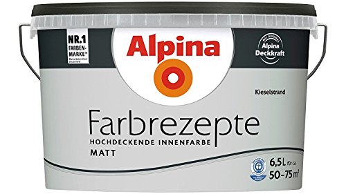 Alpina Farbrezepte Innenfarbe – Kieselstrand matt – Wandfarben für einzigartige Farbwirkungen und Raumstimmungen – atmungsaktiv, tropfgehemmt und strapazierfähig – 6,5L