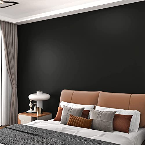 Image of WISDOM Self Adhesive Removable Peel and Stick Vinyl Wallpaper for Use Kitchen,Bathroom,Bedroom,Kids Room (18 x 60 inch, Black Matte Wallpaper)
