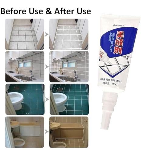 Image of TEKCOOL Silicone Tiles Gap Filler Waterproof, Gap Sealant, Grout, White Cement Paste Tube, Gap Filler For Walls And Joints, Waterproof Sealant, Tile Gap Filler Tube For Kitchen, Bathroom (180 Ml)