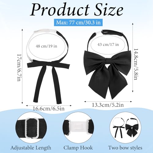 HJZHII 2 Stück Fliege für Frauen, Bluse Mit Schleife Vorgebundene Verstellbare Fliege Für Damen Einheitliche Einfarbige Schwarze Fliegen Für Kostümuniform Cosplay Shirt