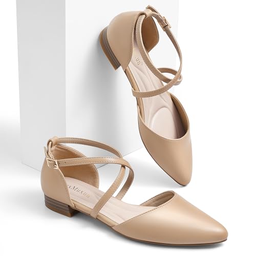 MaxMuxun Women's Ballet Flats Shoes Pointed Toe Low Heel Dress Shoes Comfortable Dressy Flats for Casual Wedding Office Party Business3