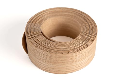Bricoroll - Canto Preencolado - Aplicación con plancha - Elaborado en Madera Natural - Diseño de Roble - 40mm x 5m - Para Tableros y Muebles - Fácil Aplicación - Fabricado en España