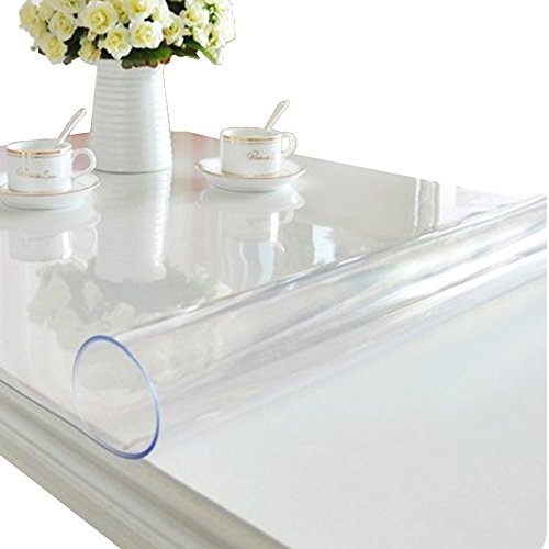 Image of ETECHMART Clear Plastic Table Cover Protector Rectangle 44 x 78'', Thick Waterproof Transparent Table Protector for Dining Table, Non-Slip Heat Resistant Clear Desk Mat for Kitchen Office Desktop