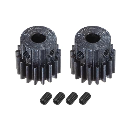 sourcing map 2 Stück 1Mod 17T Ritzel Zahnrad Zahnräder 5mm Bohrung aus Gehärtetem Stahl Motorzahnstange Stirnrad mit Stufe für RC Auto LKW Buggy Getriebe Antrieb