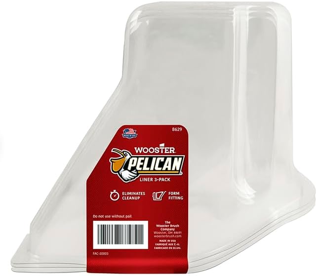 Wooster 18-Pack Paint Tray Liner, 3-Pack, Clear, Solvent-Resistant PET, Rigid, Form-Fitting, Disposable