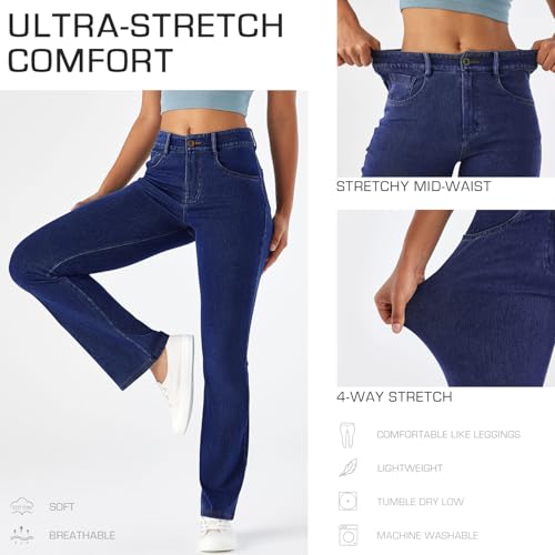 Stretch Boot Cut Jeans for Woman Flare Leggings Mid Waist Bell Bottom Jeans4