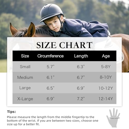 ChinFun Luvas de equitação para crianças, para meninos, meninas, luvas de aderência a cavalo, jovens