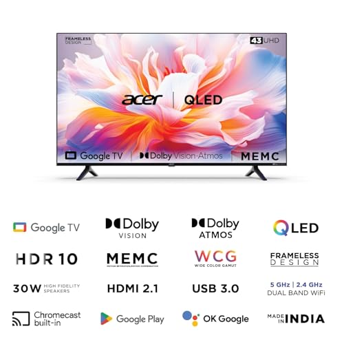 Image of acer 109 cm (43 inches) V Series 4K Ultra HD Smart QLED Google TV AR43GR2851VQD (Black)