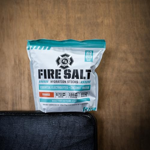 Image of Fire Salt Orange Electrolyte Hydration Sticks, Zero Sugar, 32 Count | Electrolytes & Coconut Water, Hydration Drink Mix with Magnesium, Potassium & Sodium, Single Serve On the Go Packs