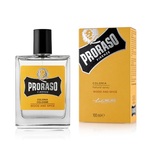Proraso Acqua di Colonia Wood and Spice, 100ml, Eau de Cologne, Profumazione Wood and Spice, Fragranza legnosa con punte balsamiche e speziate, Made in Italy
