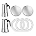 DITOSH 2 Pezzi di Filtro con 3 Pezzi di Guarnizione in Silicone per Caffettiera Espresso da 6 Tazze da Cucina Parti di Ricambio per Caffettiera Big Tummy e Moka Dritta in Acciaio Inox immagine