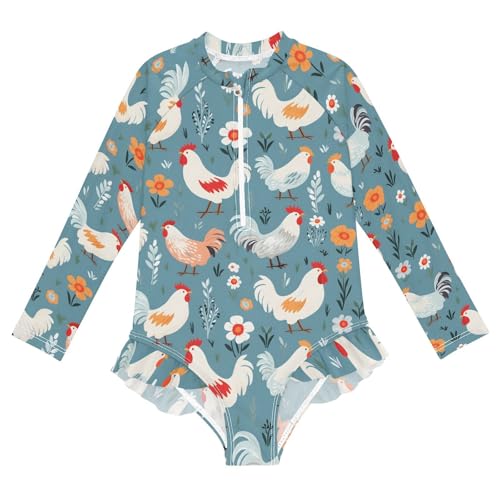 Image of Girls One Piece Swimsuits Long Sleeve Swimsuit Zipper Bathing Suits Swimwear