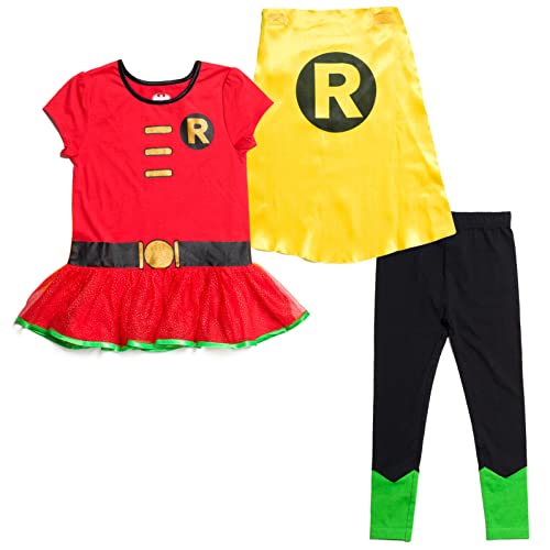 DC Comics Robin - playera de cosplay para niñas, 3 piezas de