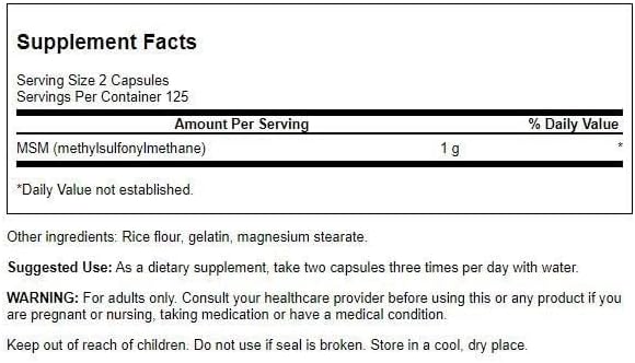 Swanson Msm 500 Milligrams 250 Capsules - Image 2