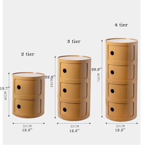 Cajonera redonda de plástico totalmente montada, mesita de noche y estante esquinero para dormitorio, baño, sala de estar y cocina, ideal para almacenamiento de papel higiénico y objetos pequeños