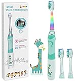 Aprende a los niños a cepillarse los dientes de la manera correcta: temporizador inteligente de 2 minutos con intervalo de pausa que recuerda cada 30 segundos para fomentar los hábitos de cepillado recomendados por los dentistas. IPX7 resistente al agua, los niños pueden usarlo durante el baño. El cepillo de dientes eléctrico sónico funciona con 1 pila AAA de 1,5 V (no incluida). 1 batería puede durar aproximadamente 60 días.