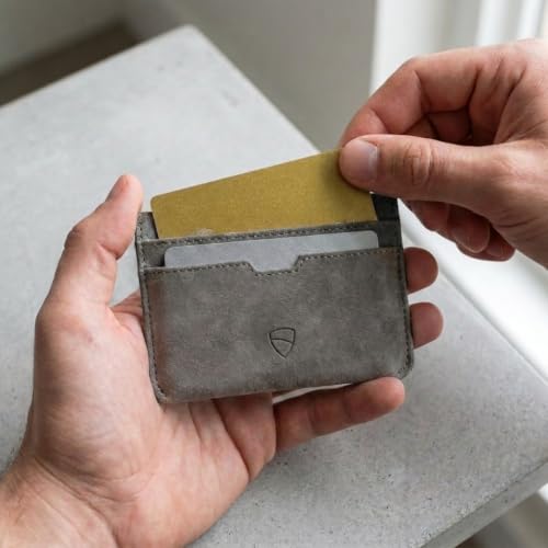 Image of Vaultskin MOORGATE Slim Card Holder - Minimalist Leather Wallet with RFID Blocking, Front Pocket Credit Card Case for Men & Women
