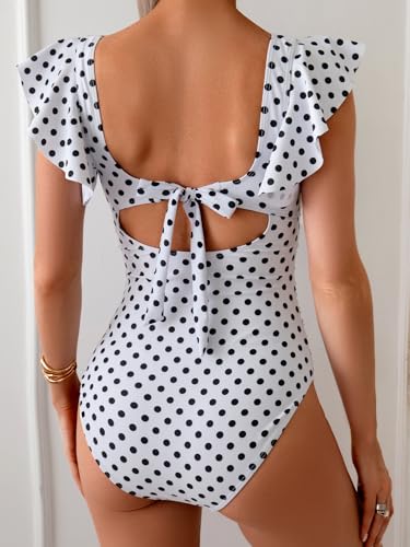Eomenie Women's One Piece Swimsuit Tummy Control Bathing Suit Cutout Ruffle Slimming Swim Suit3