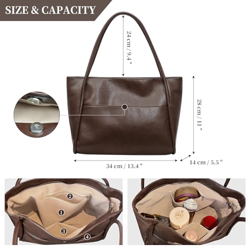 Bolso Tote de cuero para mujer con cierre y asa miniatura 3