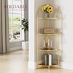 Crofy Foldable 4 Tier Corner Shelf, Metal Corner Plant Stand with Gold Frame and Gold Shelves, Corner Display Rack Multipurpose Shelving Unit for Living Room, Bedroom, Bathroom - Image 3
