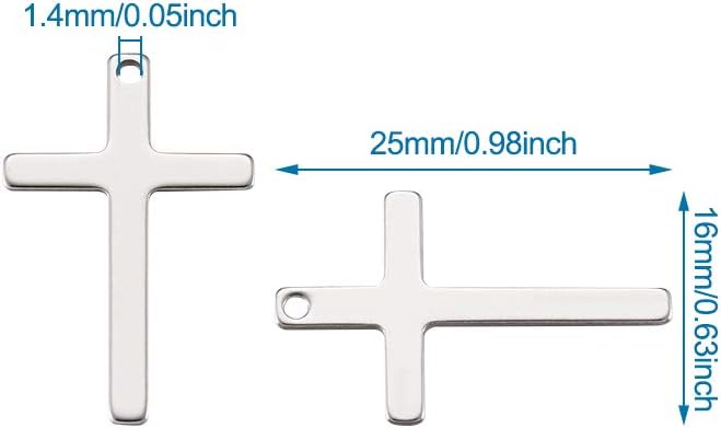 FASHEWELRY 100Pcs Stainless Steel Crucifix Cross Small Charms Pendants 25x16mm for Jewelry Making - Image 2