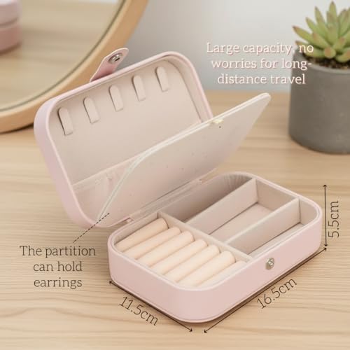 Image of PRIMIT Personalized Jewelry Box for Women & Girls - Travel Jewelry Organizer with Custom Name & Floral Design, Bridesmaid, Wedding, Anniversary (Pink)