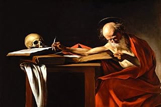 Saint Jerome Writing Translation of The Bible Skull Painting by Caravaggio 12" X 16" Image Size REPRO Canvas Rolled UP