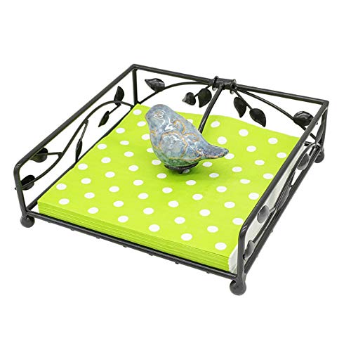 OwlGift Collection Black Coated Metal Flat Napkin Holder Dispensing Stand