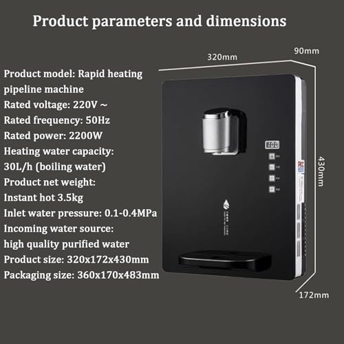 Wall-Mounted Water Dispenser 2200W Office Cooler, Quick Heating & Touch Screen, Child Lock, Perfect for Home & Office Use, Instant Hot Water Solution