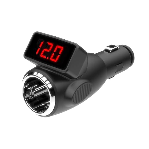 Comprobador de batería de coche C11 con puerto de encendedor de cigarrillos 12V y 24V Cargador de coche Pantalla LED Voltaje de batería de coche