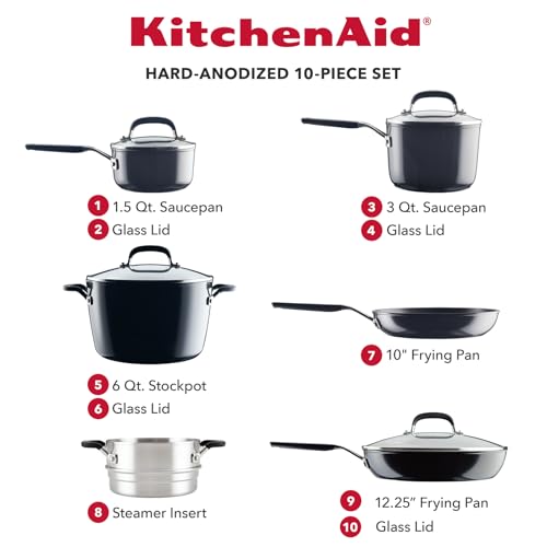 KitchenAid-Hard-Anodized-Nonstick-CookwarePots-and-Pans-Set-10-Piece-Matte-Black KitchenAid Hard Anodized Nonstick CookwarePots and Pans Set 10 Piece Matte Black
