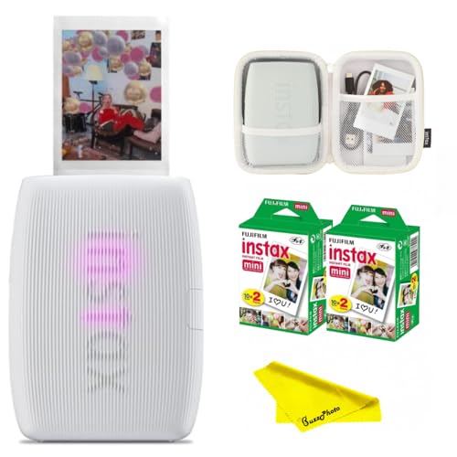 Image of Fujifilm Instax Mini Link 3 Smartphone Printer - Clay White (Bundle w / 40 Film Sheets + Carrying Case)