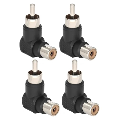 Ahoaepy 4PCS Right Angle RCA Connector, 90 Degree Elbow RCA Female to Male Audio AV TV Adapters Connector for Audio/Video Signal Interface,Audio Video Cable,etc