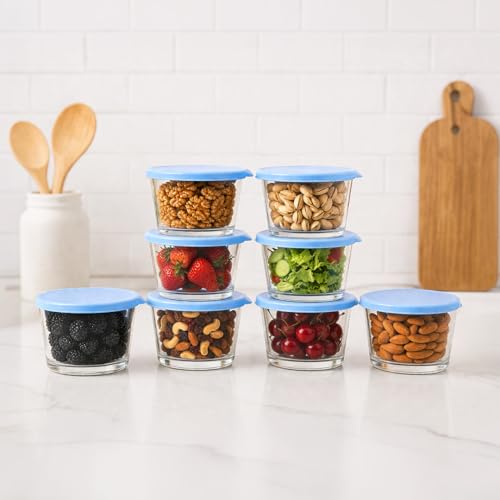 Image of HomeEssentials Premium Borosilicate Glass Jar with Airtight Lid - Small Kitchen Storage Container for Spices, Seeds, and Herbs - Heat-Resistant | Microwave Safe (Pack of 8)