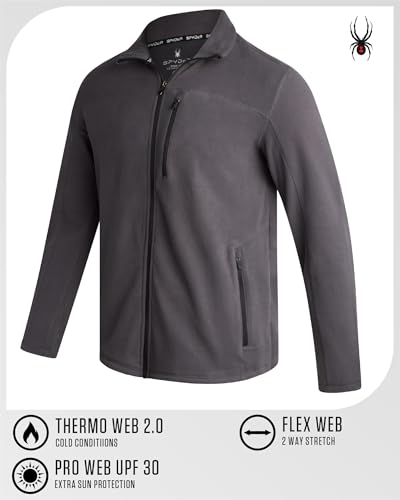 Image of Spyder Mens Fleece Jacket - UPF 30+ 2-Way Stretch Polar Fleece Lightweight