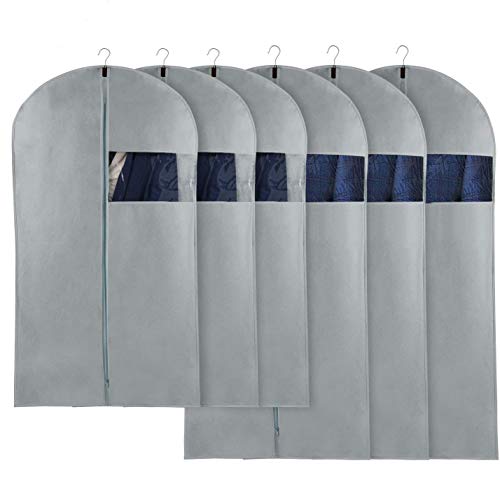 Fundas de Ropa,Juego de 6 Bolsas de Ropa a Prueba de Polvo con Cremalleras,Fundas Chaquetas Anti-Polvo para Traje Suéter Chaqueta Abrigosy