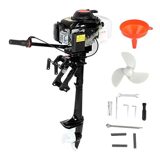 KIMISS elektrisk utombordsmotor 4hk, 4-takts utombordsmotor båtmotor Propeller Luftkylsystem Handstart 360 ° Styrrotation Motorbåtmotor Propeller