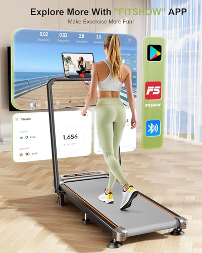 Image of Foldable Treadmill with 12% Incline Upgrade 3.5HP Low Noise Walking Pad Treadmill with Handle Bar 4 in 1 Portable Under Desk Treadmills for Home /Office, 350Lbs Capacity, APP & Remote Control