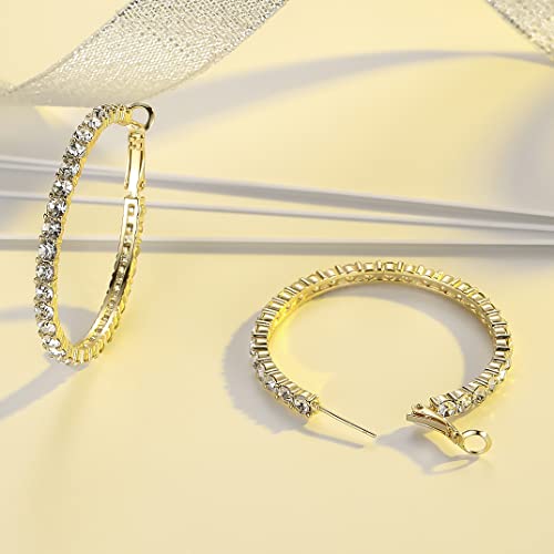SELOVO Hoop Earrings Stylish Crystal Earrings For Women 1.8"2