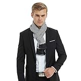 GERINLY Black Houndstooth Scarf for Men Classic Silk Evening Scarf Dogtooth Neckerchief Business...