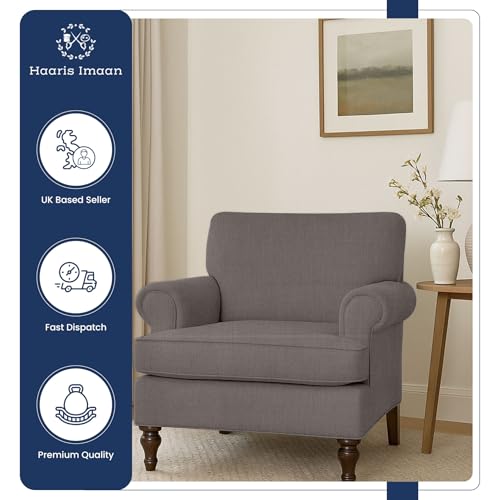 Haaris Imaan Soft Plain Linen Look Upholstery Fabric | Fire Retardant | Fabric by The Per Metre | Curtain, Cushion, Reupholstery, Soft Furnishings, Sofa (Slate Grey)