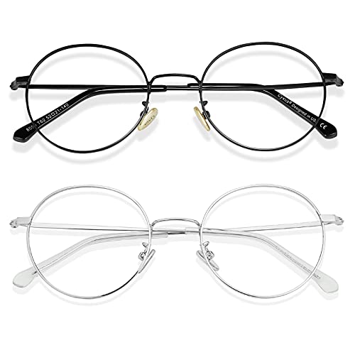 Image of Cyxus Blue Light Blocking Glasses Round Metal Frame Computer Glasses | Blue light blocking glasses featuring round metal frame, comfortable fit and versatile use for work, study and entertainment
