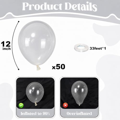 Image of Togvu Clear Balloons, 50Pack 12 Inch Transparent Latex Party Balloons for