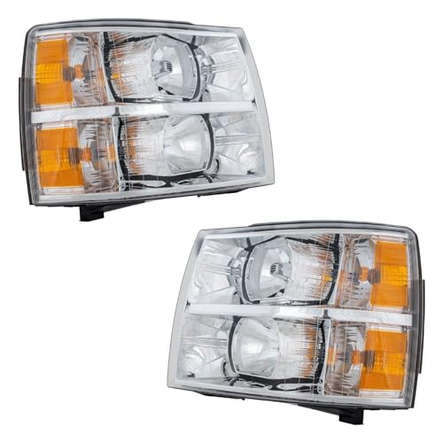 DinDoong for Chevy for Silverado 1500 2007-2013 for Silverado 2500HD/3500HD 2007-2014 2pcs Headlight Left and Right OE comparable Housing w/bulbs