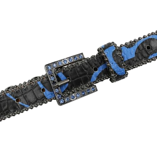 Shining Skull Head Rhinestones Studded Belt For Women & Men, Punk Style Western Leather Belt for Jeans & Pants4